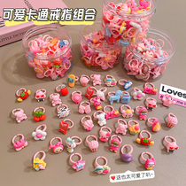 Girl Net Red Sweetness Cartoon Ring Ornament Children Baby Candy Color Trumpet Opening Ring Little Girl Jewelry