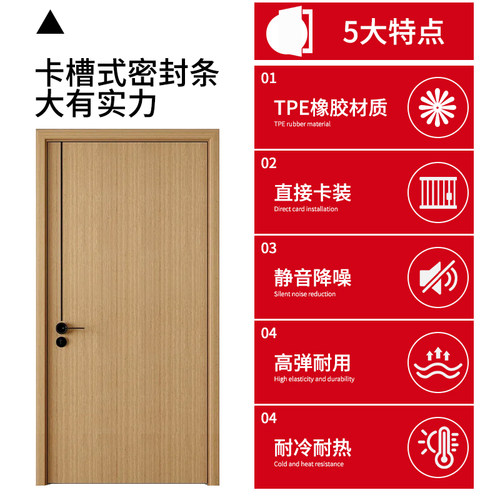 卧室门门缝隔音密封条木门静音防风防撞皮条套装门胶条门框卡槽式 - 图0