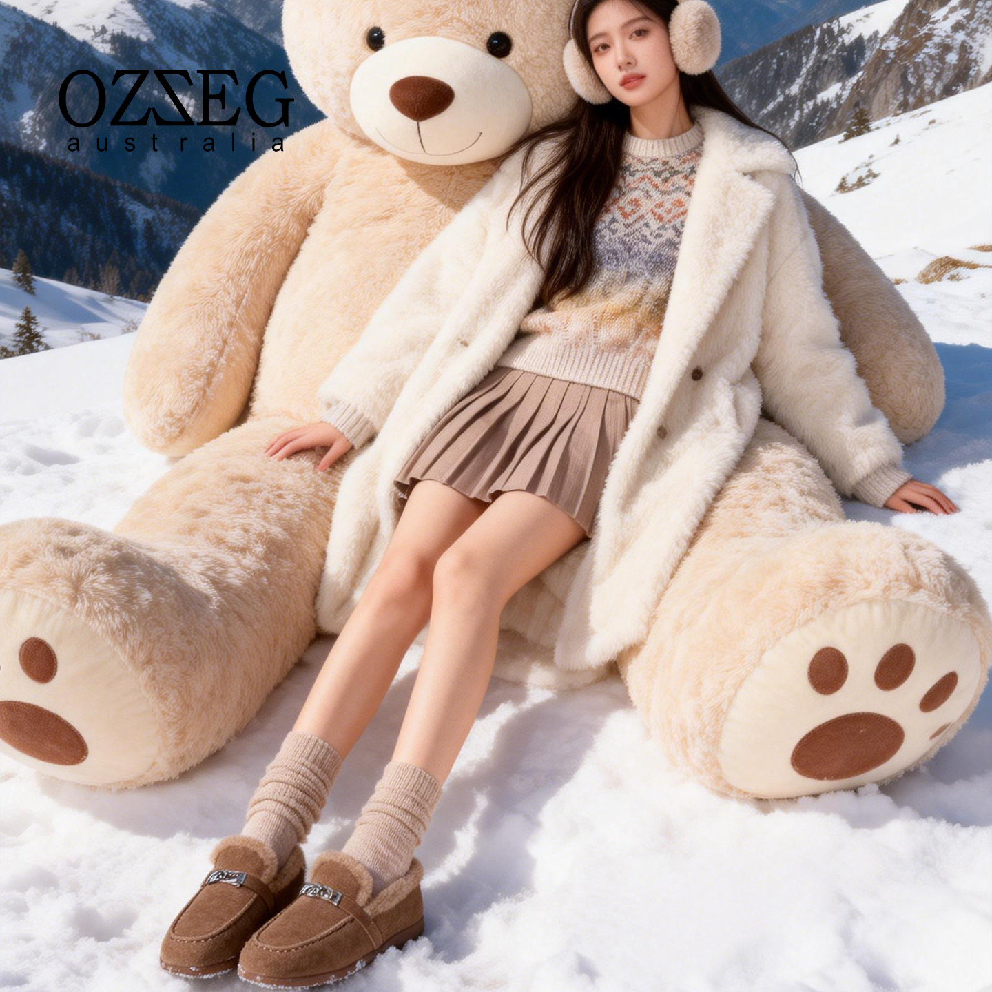 OZZEG2025新款kelly扣舒适保暖豆豆鞋女羊皮毛一体乐福单鞋25D26,淘宝优惠券,粉丝福利购,淘宝优惠卷