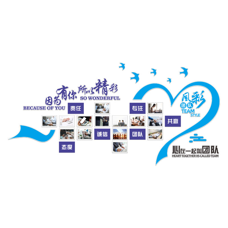 办公室墙面装饰文化墙团队风采相框照片墙布置公司员工励志墙贴画