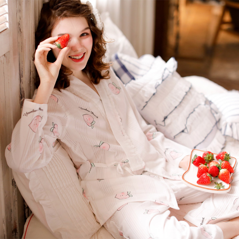 月子服夏季产后纯棉纱布喂奶睡衣 歌尔琪家居服套装