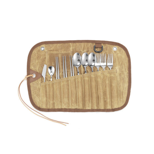 户外露营便携式厨具餐具套装收纳包袋不锈钢勺子筷子野炊做饭装备