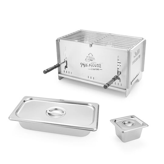 户外露营不锈钢烧烤炉子架具便携火锅一体锅关东煮碳火木炭火烤肉