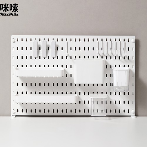 桌面洞洞板置物架大学生宿舍壁挂式书桌整理架墙上电竞收纳隔板 - 图0