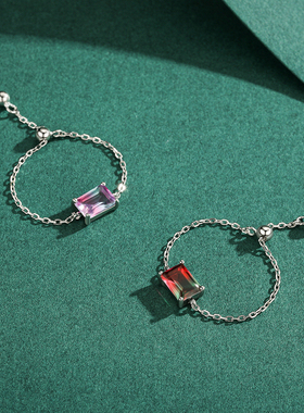 小众戒指纯银西瓜碧玺帕拉伊巴