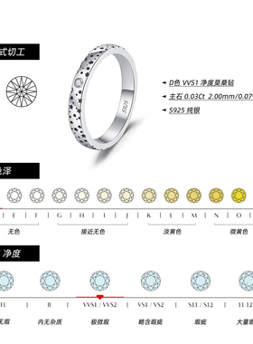 摩典S925纯银星星戒指七夕礼物