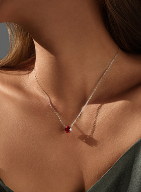 摩典S925纯银玫瑰切少女心项链