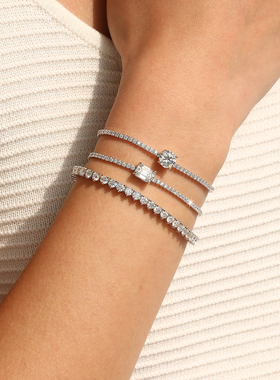 摩典S925纯银莫桑钻超闪排钻手链