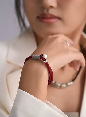 新款柿柿如意手链国风本命年编织红手绳简约送礼物编织情侣手链绳