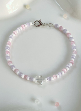 简约彩虹色串珠手链猫眼米珠多巴胺手链可爱少女原创手环串珠饰品