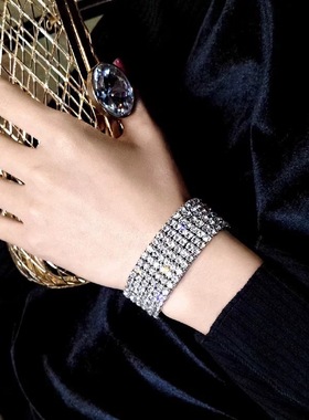 满钻弹力手链蹦迪满钻水钻手链手镯女百搭水钻手链高级感水钻手串