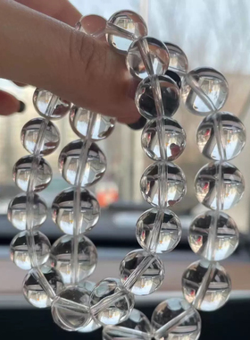 冰感水晶手串全净体小清新高颜值手链小众透明珠子散珠女生串珠