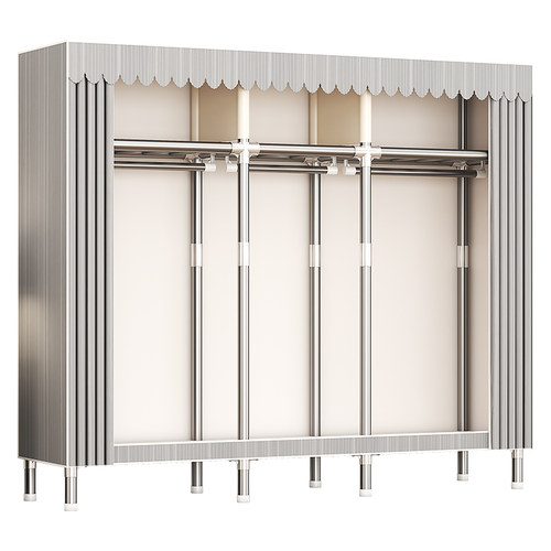 挂衣架落地卧室简易衣帽架防尘衣服收纳架子出租房布衣柜结实耐用 - 图3