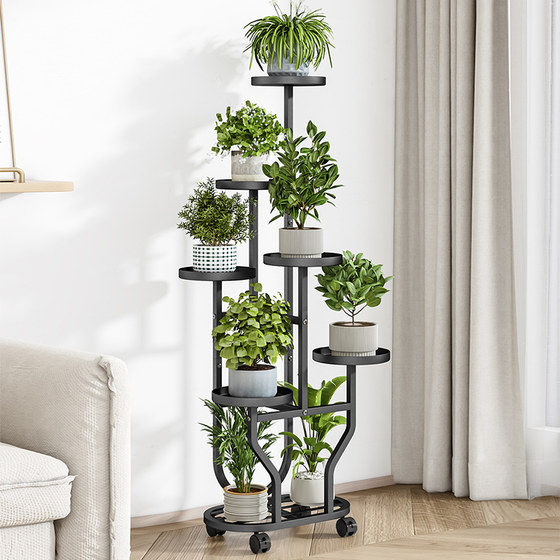 Living room floor-standing flower shelf balcony storage rack outdoor courtyard succulent iron flowerpot bracket shelf extension rack