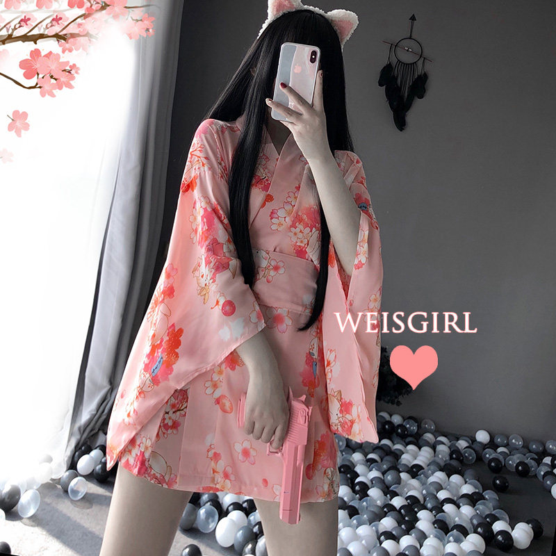 weisgirl情调日系可爱月兔和服睡袍 黑涩会角色制服睡衣/家居服套装