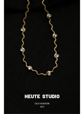 镀18K真金不规则几何钻石项链