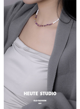 春夏仙女彩色水晶紫色项链