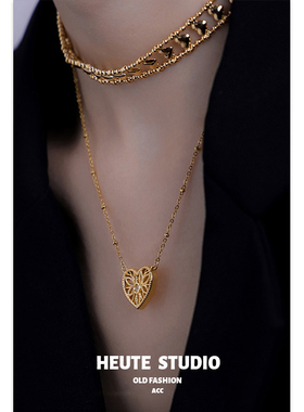 镂空复古法式女王项链爱心颈圈