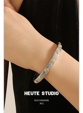 砖石新中式国风可调节花朵手镯