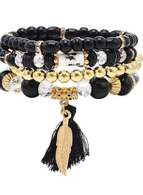 波西米亚民族风多层串珠手链气质