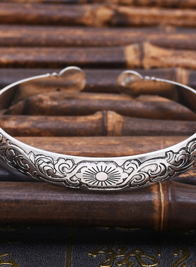 复古民族风做旧手镯女开口可调节