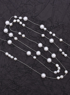 超仙时尚长款多层叠戴珍珠项链女