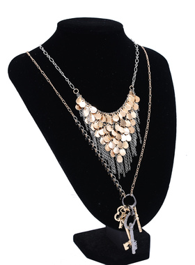 欧美风夸张水滴形金属流苏项链女