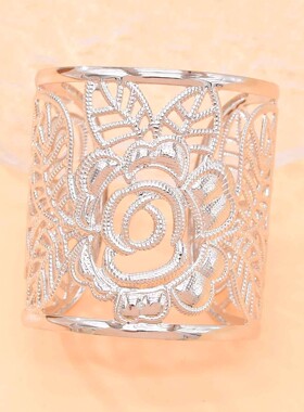 镂空玫瑰树叶拼接个性款开口手镯