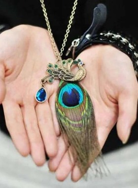 斑马黑珠孔雀羽毛七彩狗狗毛衣链