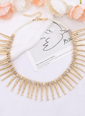 欧美朋克风手工串珠合金小鱼项链