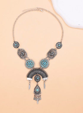 民族风长款流苏项链复古旅拍套装