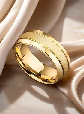 霸气钛钢磨砂时尚百搭满天星戒指