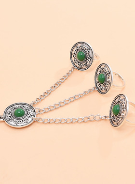 复古仿松石手背链长款可调节手链