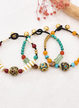 民族风时尚复古手链串珠水晶编绳