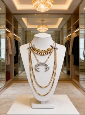 欧美风多层叠戴项链毛衣链配饰女