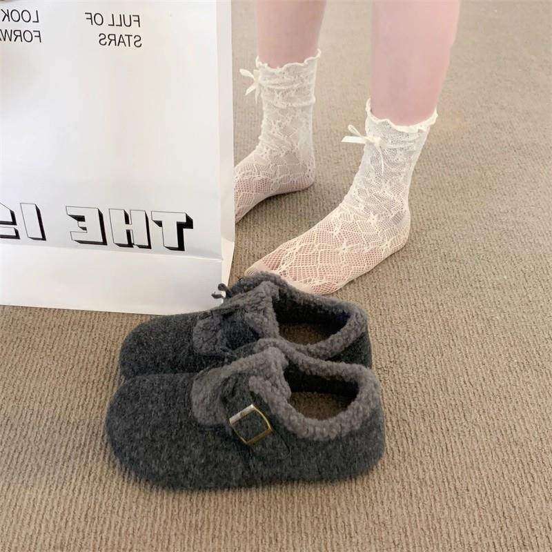 大码女鞋41到43勃肯鞋2025秋冬新款加绒豆豆鞋灰色毛毛棉鞋子平底,淘宝优惠券,粉丝福利购,淘宝优惠卷