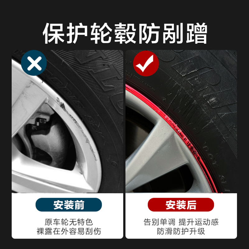 汽车轮毂保护圈轮胎钢圈防蹭防撞装饰条车轮车身通用改装配件大全-图0