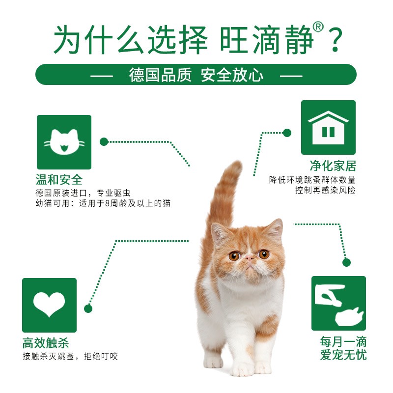 拜耳旺滴静去跳蚤猫用体外驱虫滴剂打虫药宠物奶猫跳蚤药幼猫专用-图1