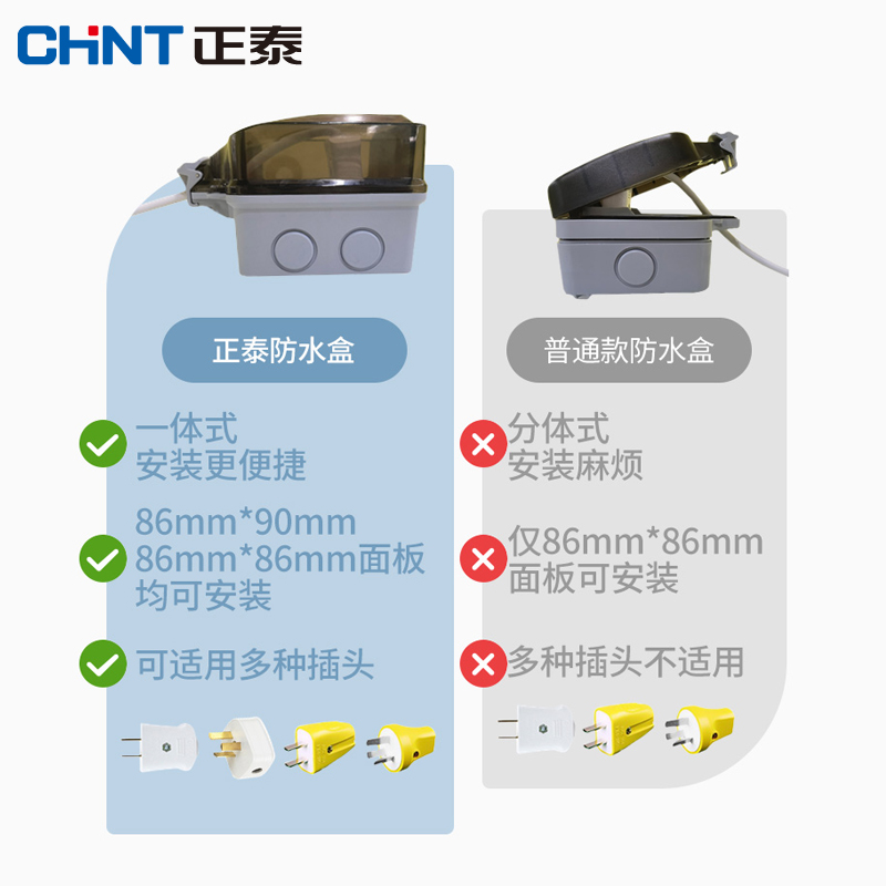 正泰防水插座户外防暴雨86型开关明装暗装保护罩盖浴室加深防溅盒