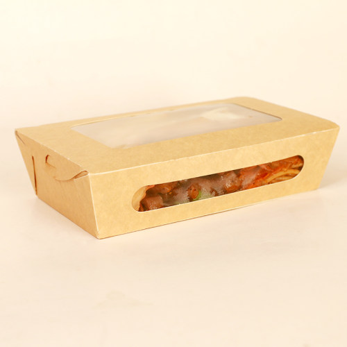 外卖一次性卤味打包盒开窗牛皮纸打包餐盒轻食寿司水果沙拉包装盒 - 图2