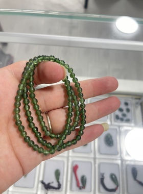 泰山玉碧玉项链女款4mm玉石手链多圈手串