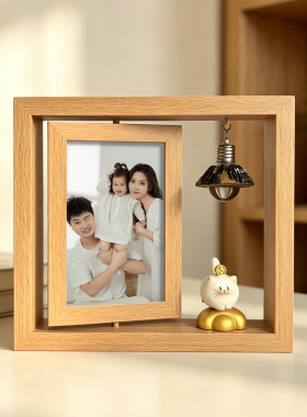 创意双面旋转相框摆台两面可视婚纱洗相照片打印6寸公仔摆件礼物