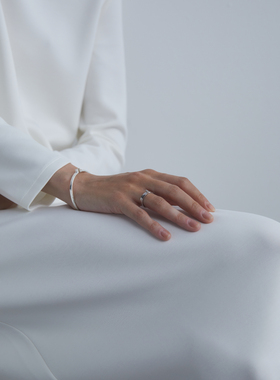 ABOAB简约男女银厚镀金雕塑手镯