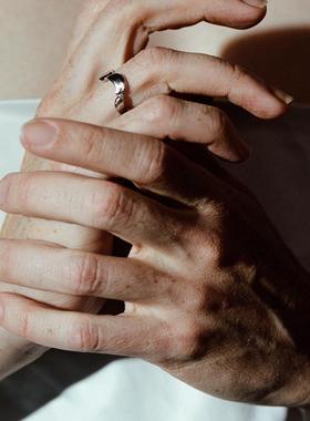 小众设计师款简约圆片开口戒指