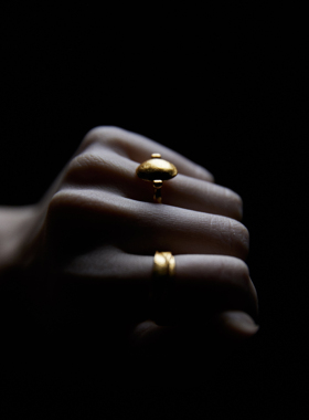 ABOAB925银镀金极简指纹肌理戒指