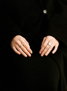 金银组合戒指ABOAB银镀厚金简约