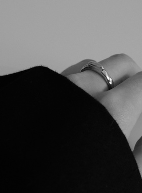 ABOAB925纯银肌理原创设计戒指