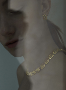 ABOAB925银镀金指纹肌理项链原创