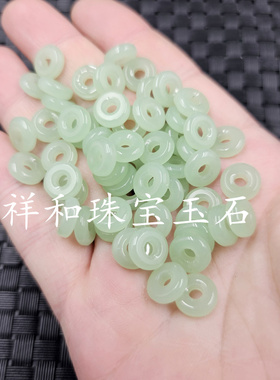仿新疆和田玉白玉大孔玉扣玉石散