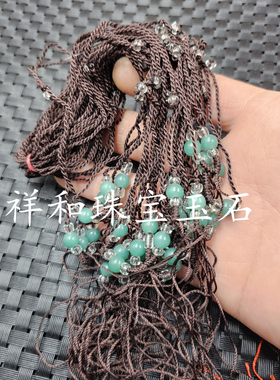 翡翠玉油青圆珠挂件绳可调节